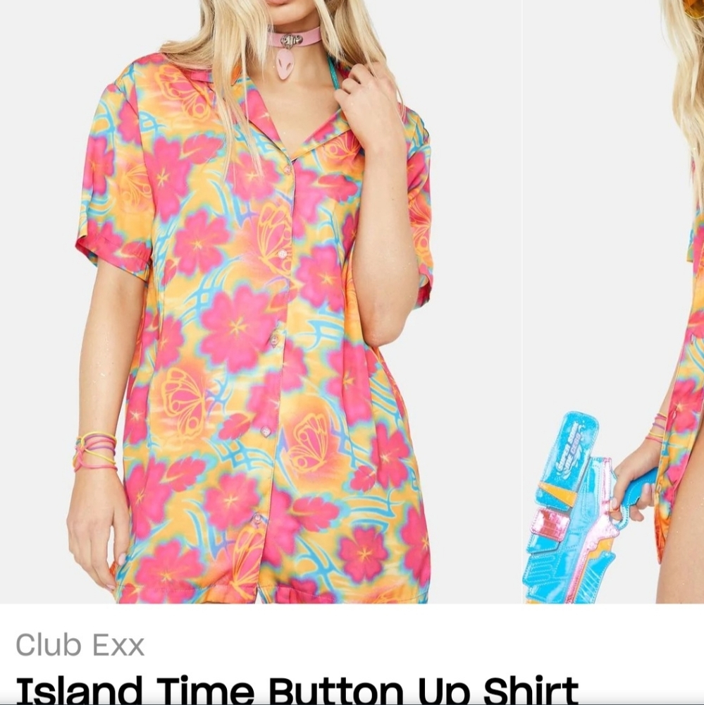 Dollskill island time button up shirt large